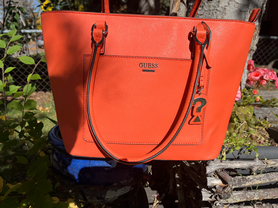 Guess Coral Orange Colour Tote, new, unused condition, Vegan