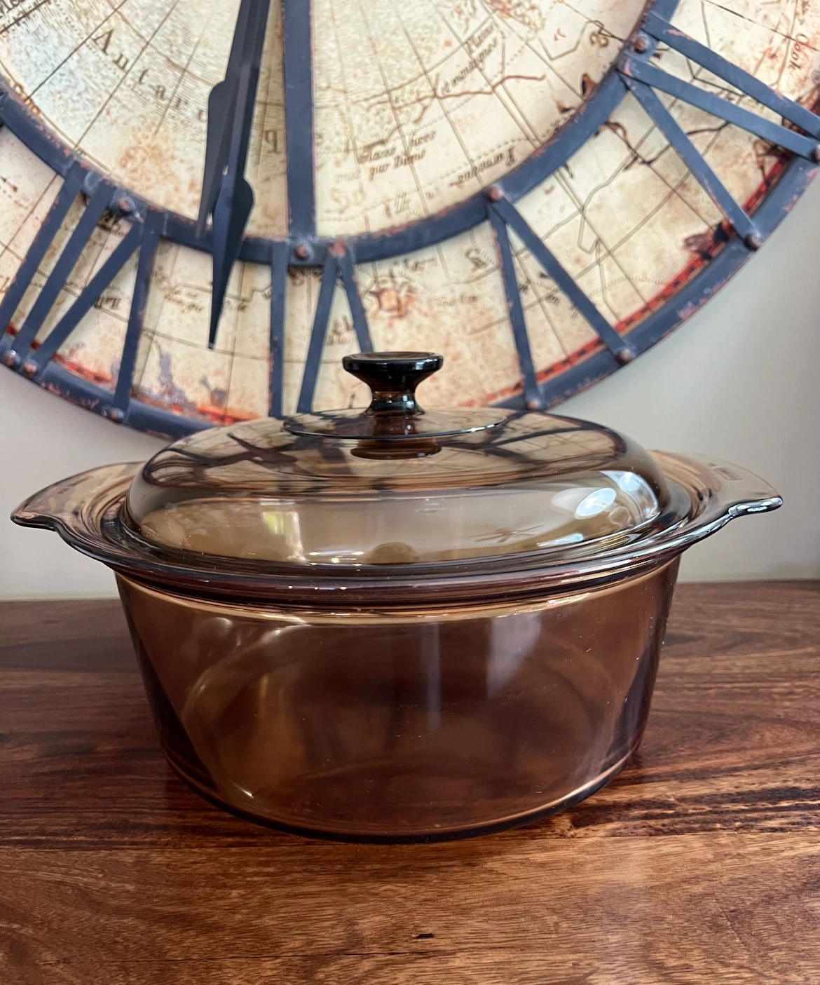 Vintage 5L Visions Amber Glass Dutch Oven with Lid
