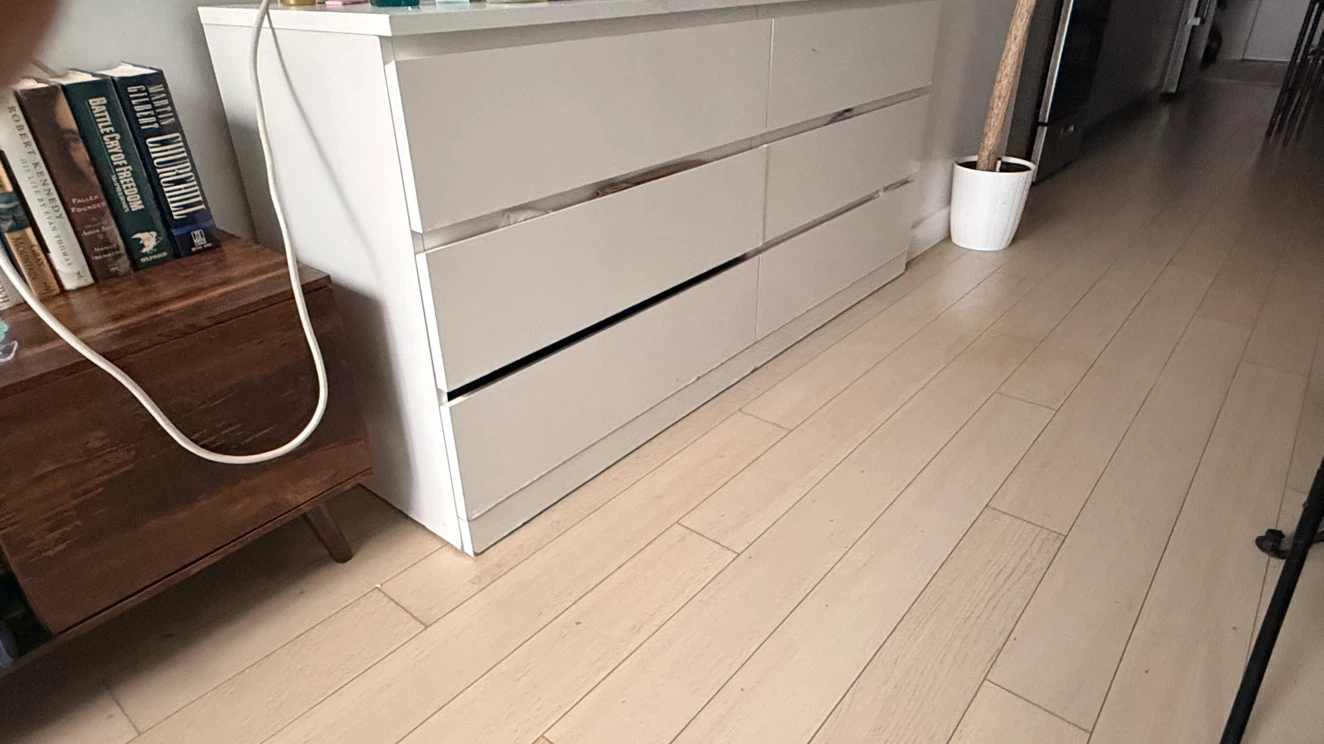White 6-Drawer Dresser/ GRAY SOFA - photo 3