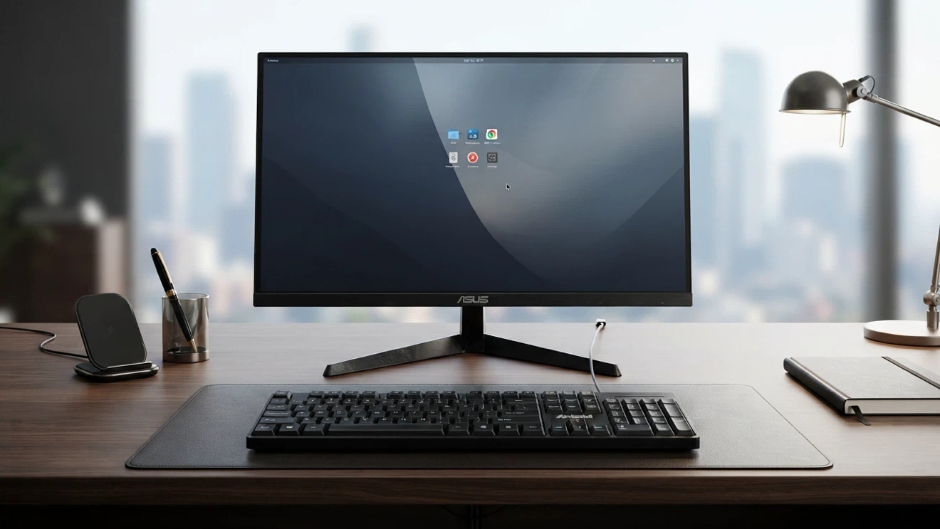 ASUS LCD Full HD Monitor 23.8” and Inland USB Keyboard
