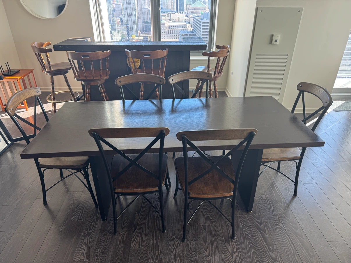 Dining table and 6 cross-back chairs - photo 2