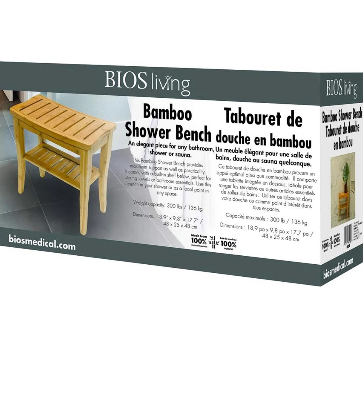 BIOS Living Bamboo Shower Bench