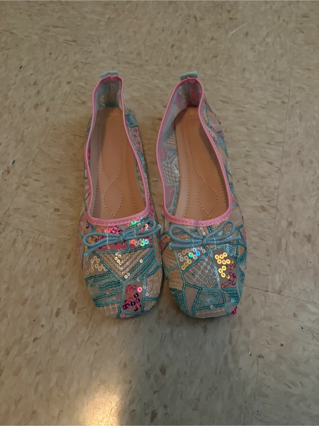 Sequinned Ballet Flats, Size 43