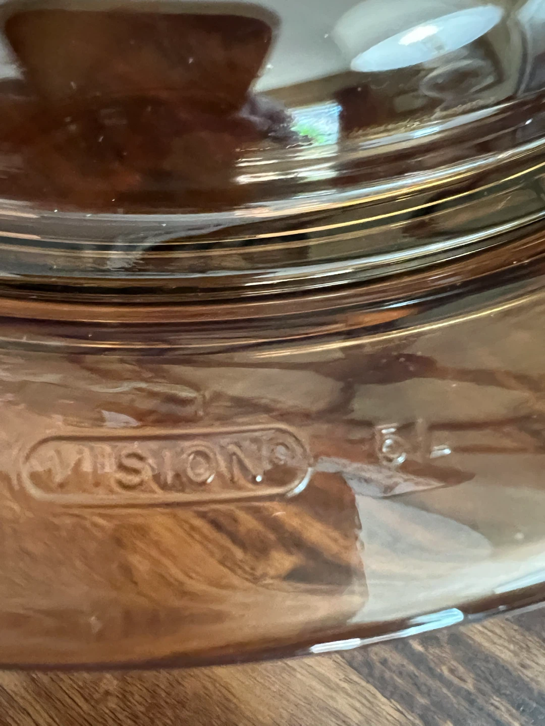 Vintage 5L Visions Amber Glass Dutch Oven with Lid - photo 2