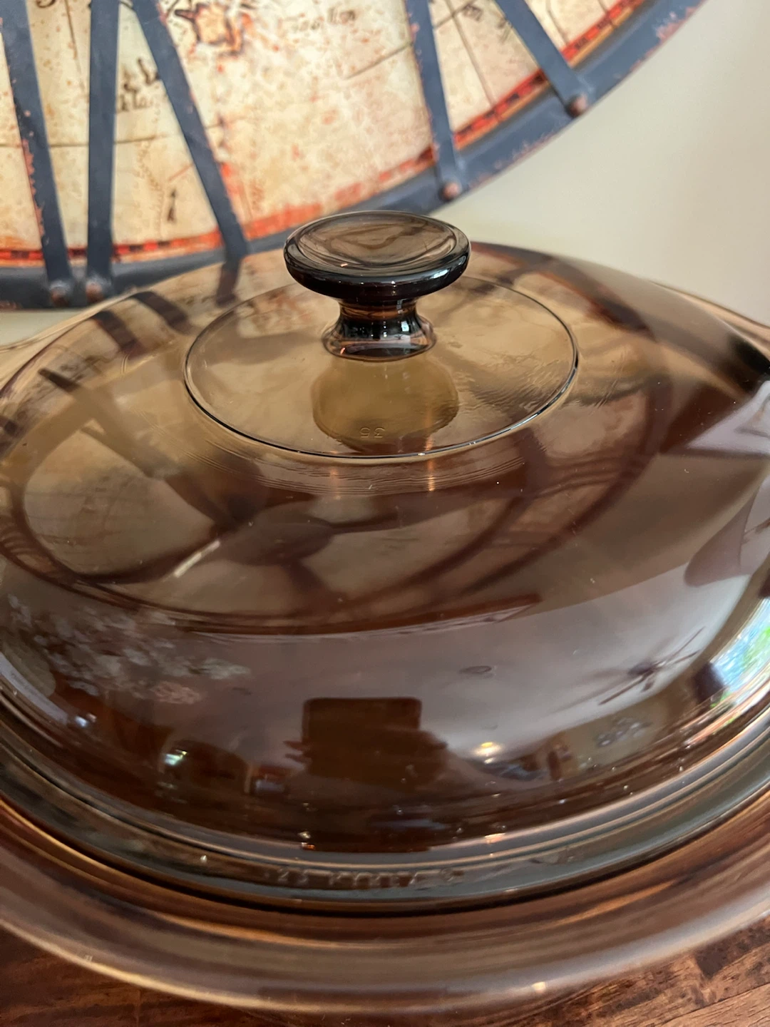 Vintage 5L Visions Amber Glass Dutch Oven with Lid - photo 3
