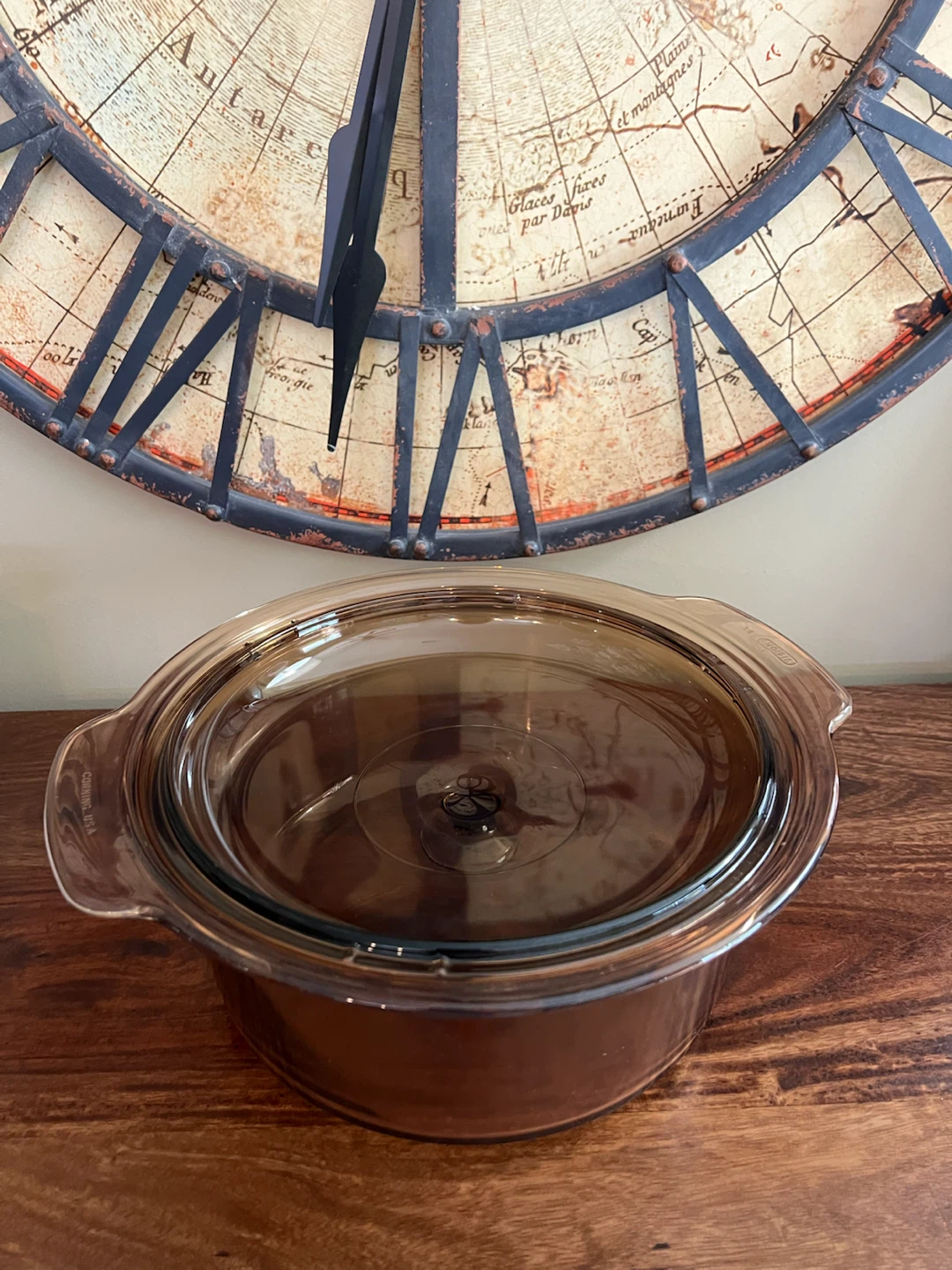 Vintage 5L Visions Amber Glass Dutch Oven with Lid - photo 4