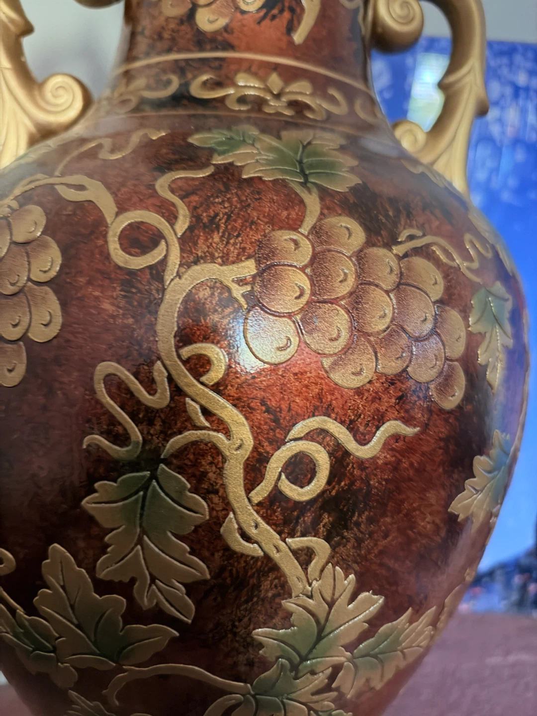 Large Decorative Vase with Grapevine Design - photo 2