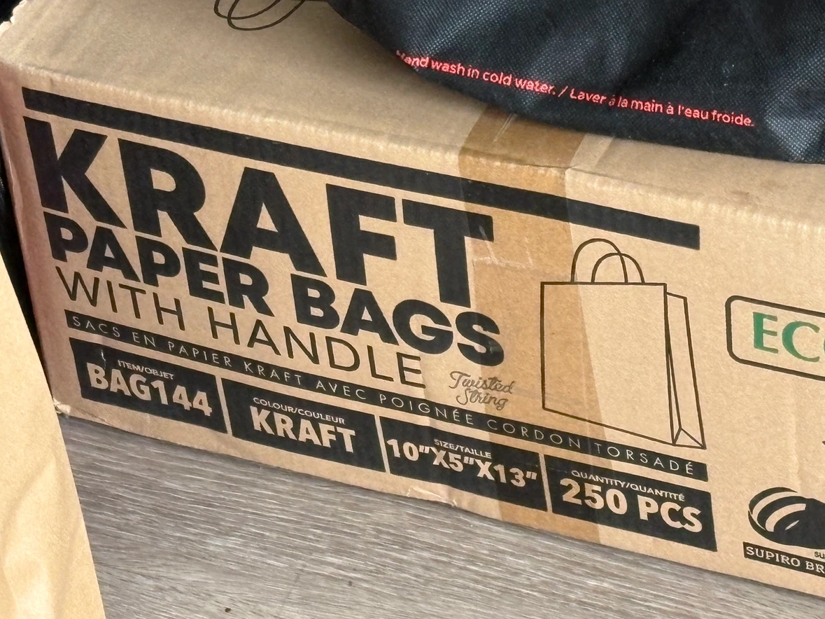 Eco-Craze Kraft Paper Bags with Handles (250 count) - photo 2