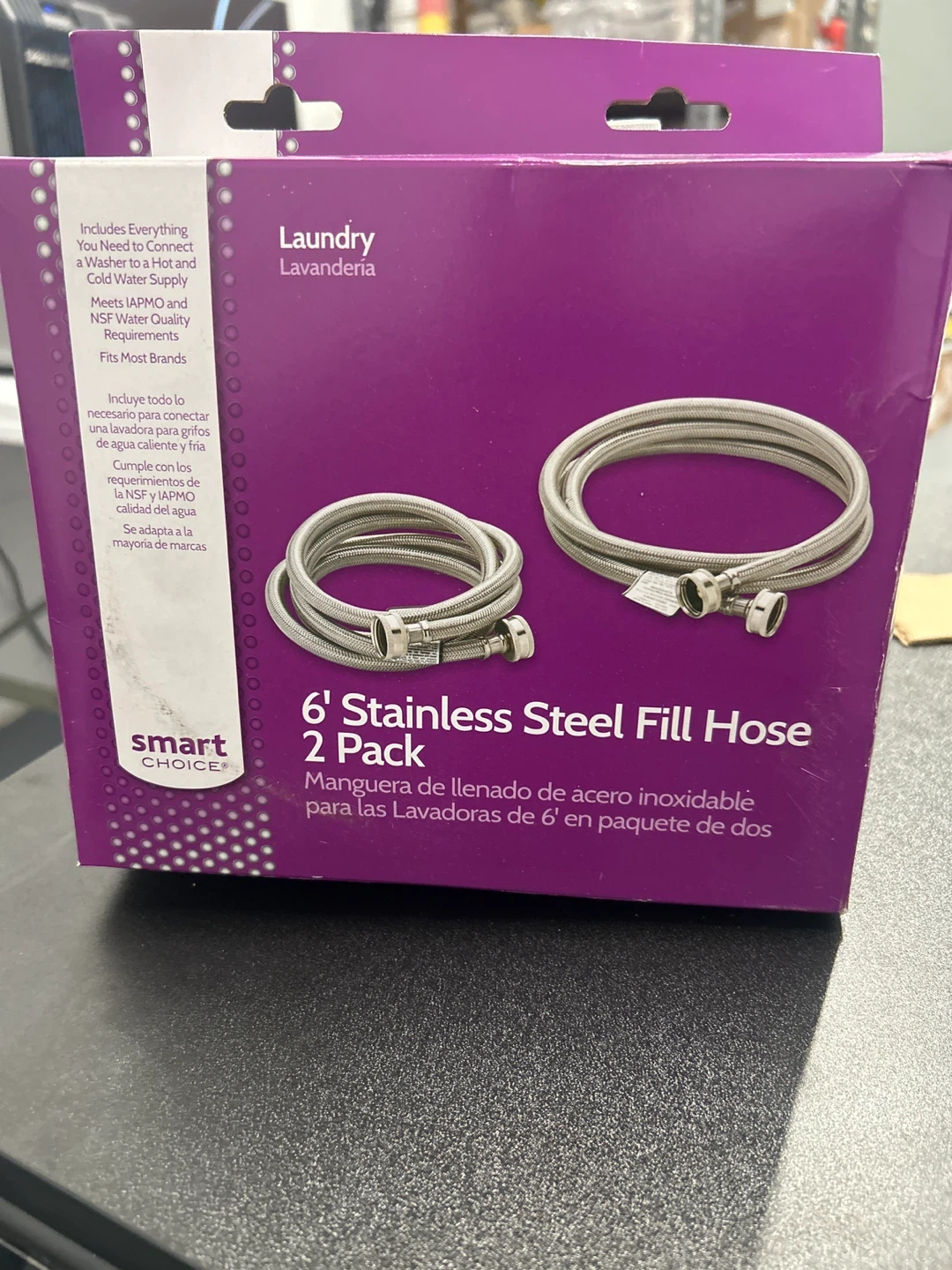 Smart Choice 6 Foot Stainless Steel Washer Fill Hose 2 Pack
