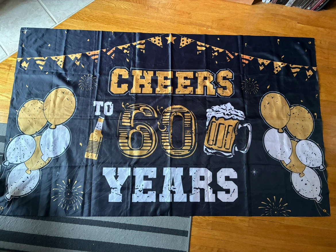 Cheers to 60 Years Birthday Banner