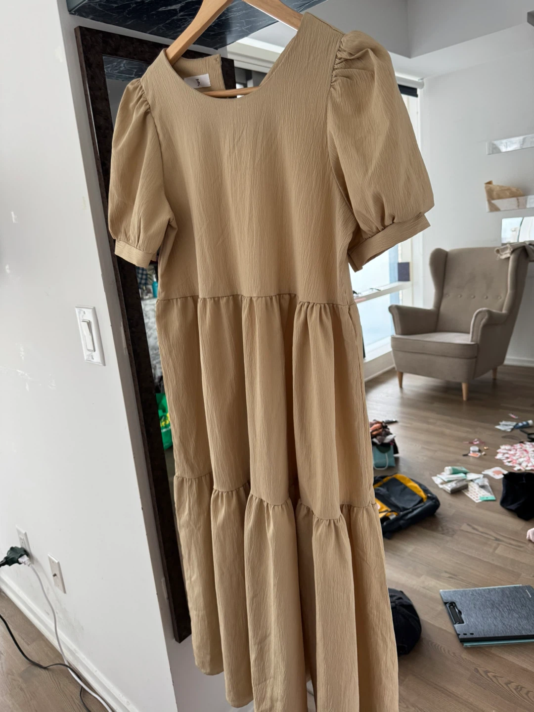 Burberry colour Beige sleeve midi dress