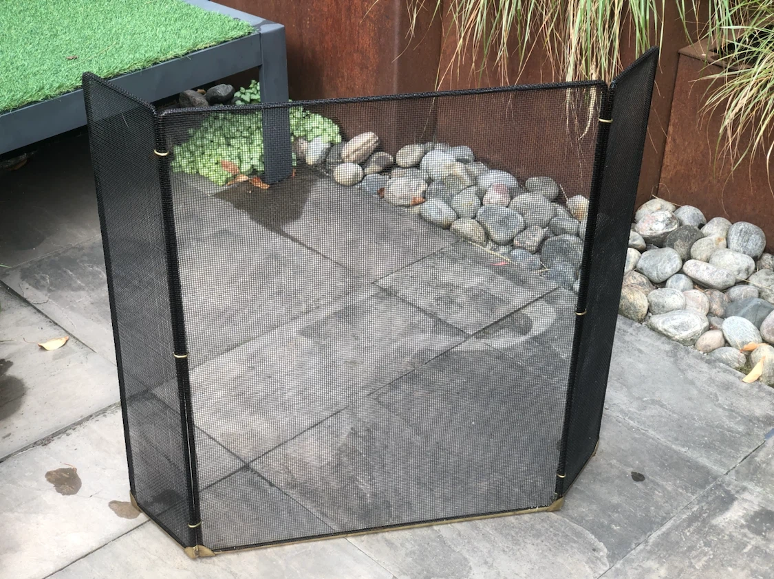 Three-Panel Black Fireplace Screen