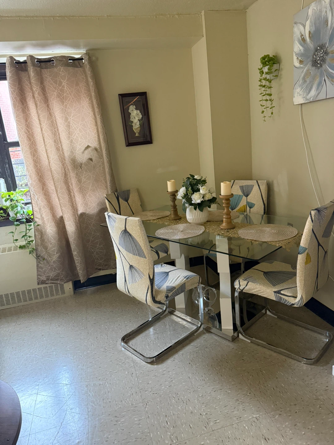 Glass Dining Table with Four Chairs