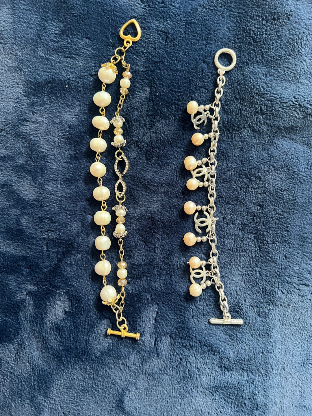 Set of Two Fashion Pearl Charm Bracelets