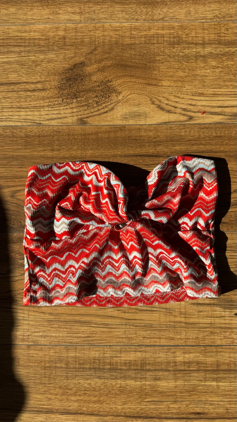 Chevron Print Ribbed Tube Top