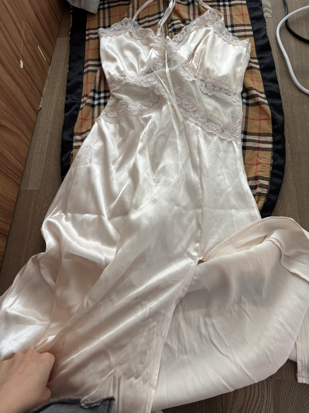Cream Satin Lace Slip Dress - photo 2