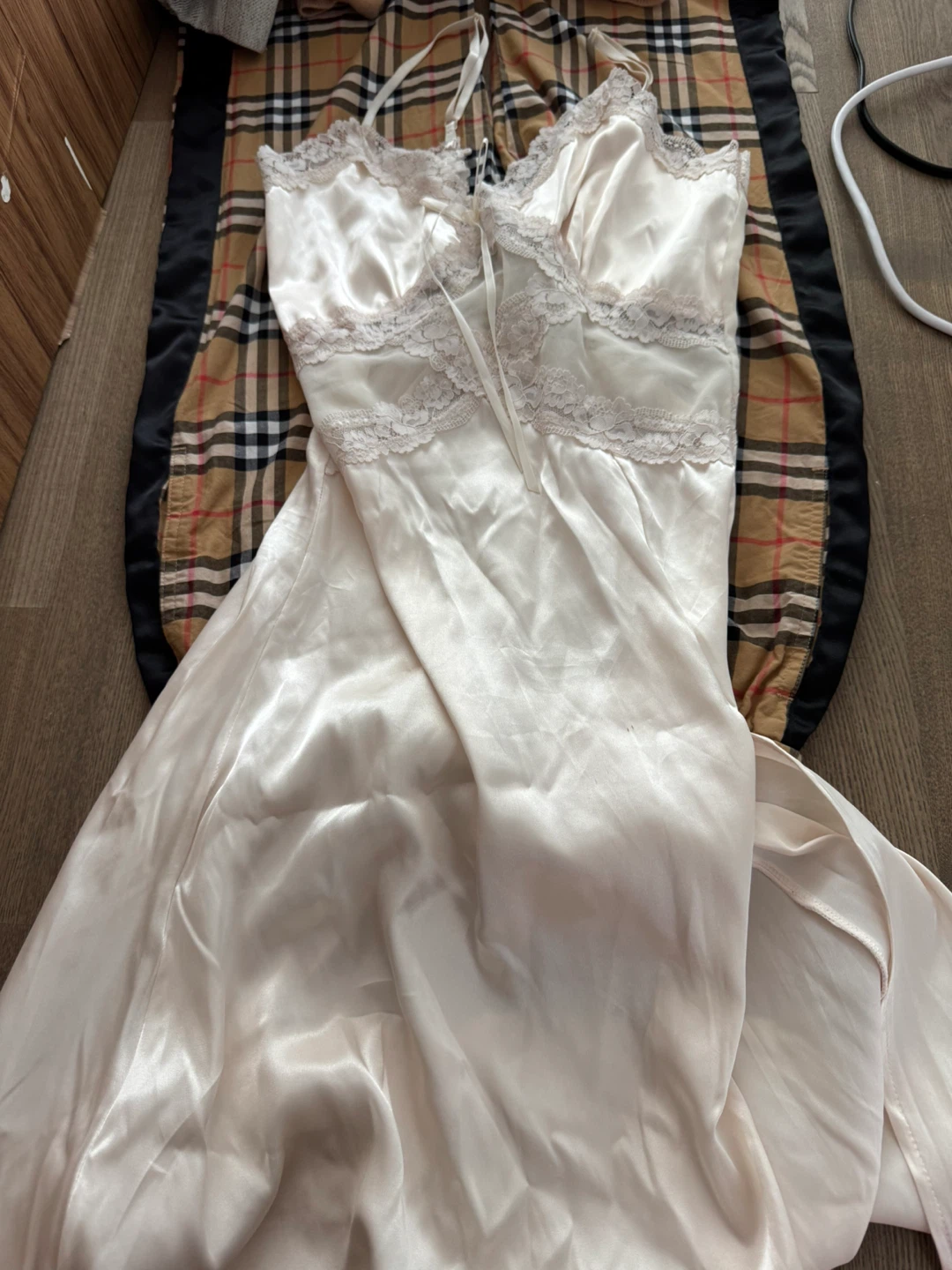 Cream Satin Lace Slip Dress - photo 3