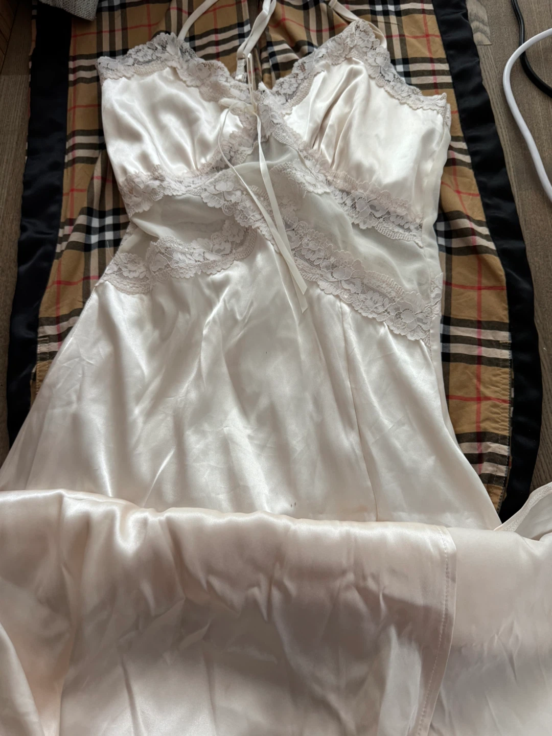 Cream Satin Lace Slip Dress - photo 4