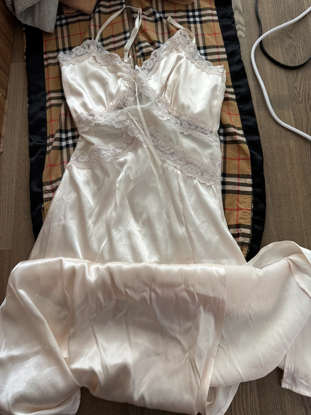 Cream Satin Lace Slip Dress - photo 5