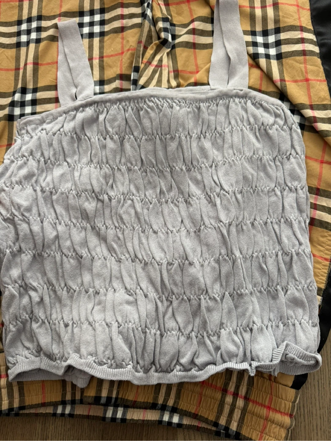 Grey Shirred Knit Tank Top - photo 2