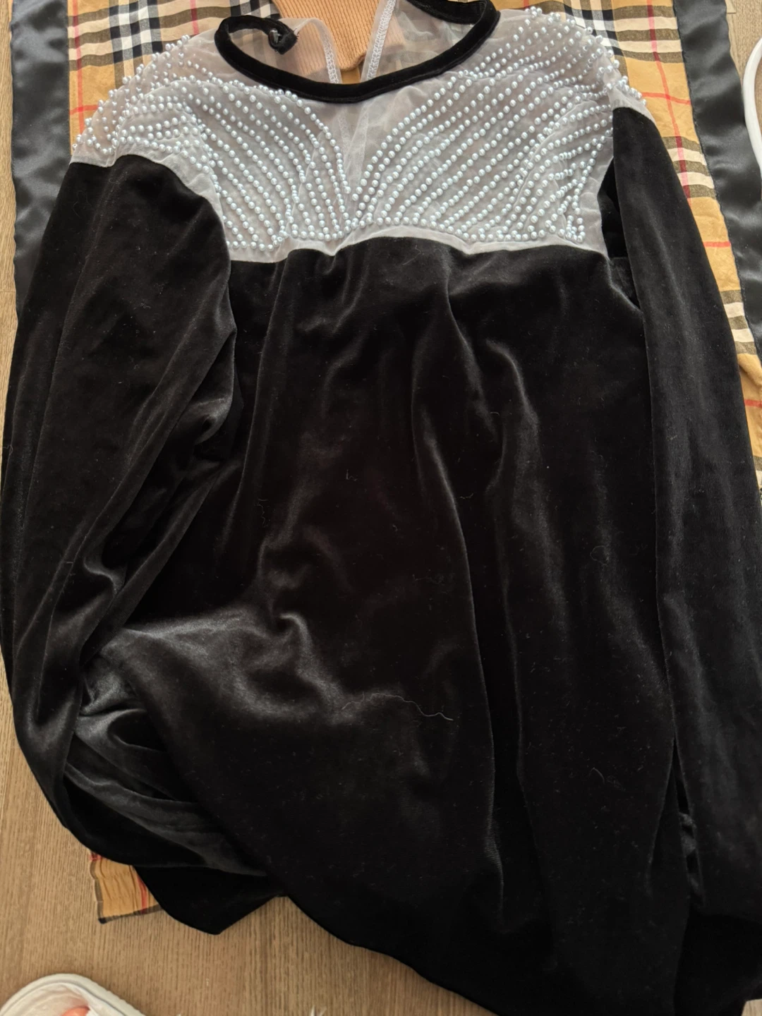 Black Velvet Pearl Top
