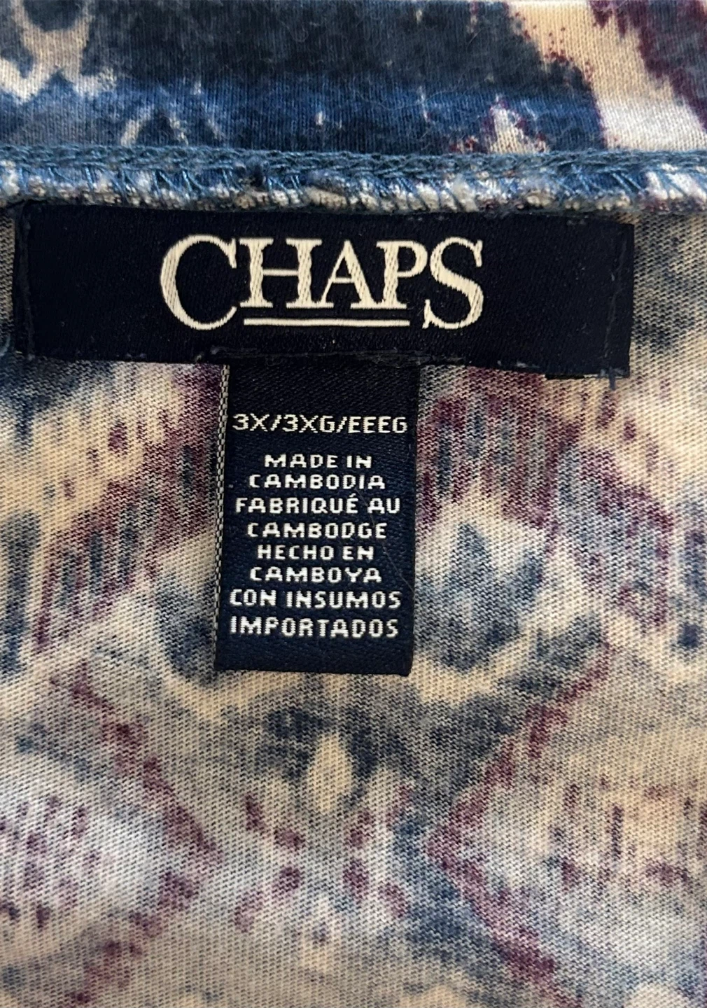 Chaps Women's 3/4 Sleeve Ikat Geometric Popover Blouse-size 3X - photo 3