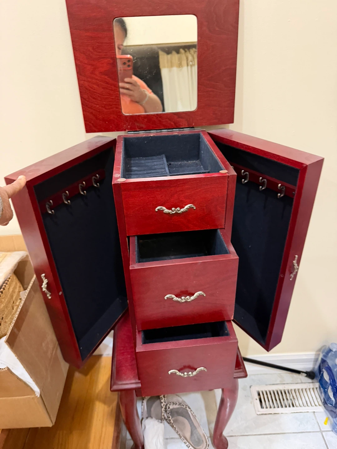 Freestanding Wooden Jewelry Armoire