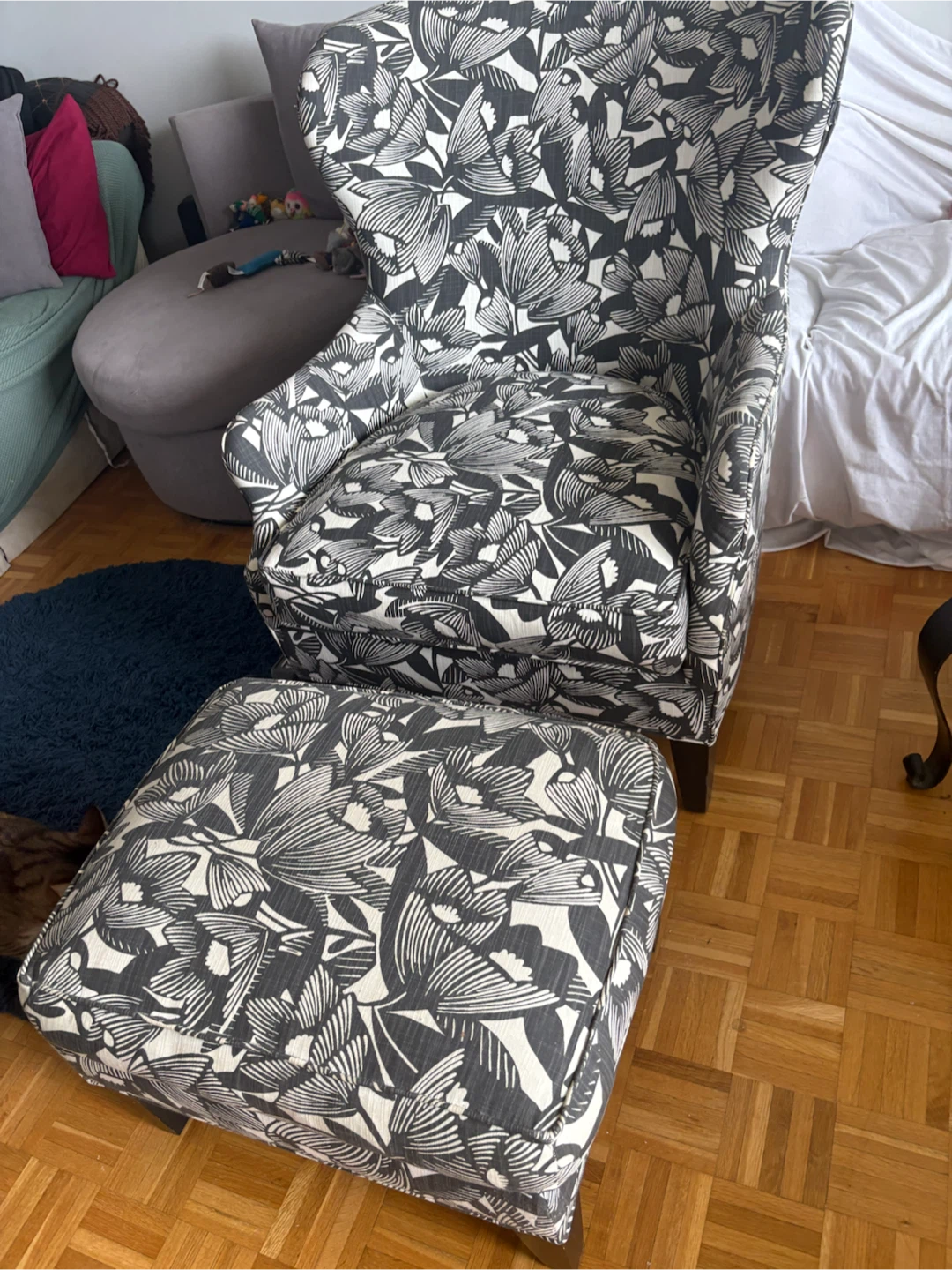 Wingback Chair and Ottoman