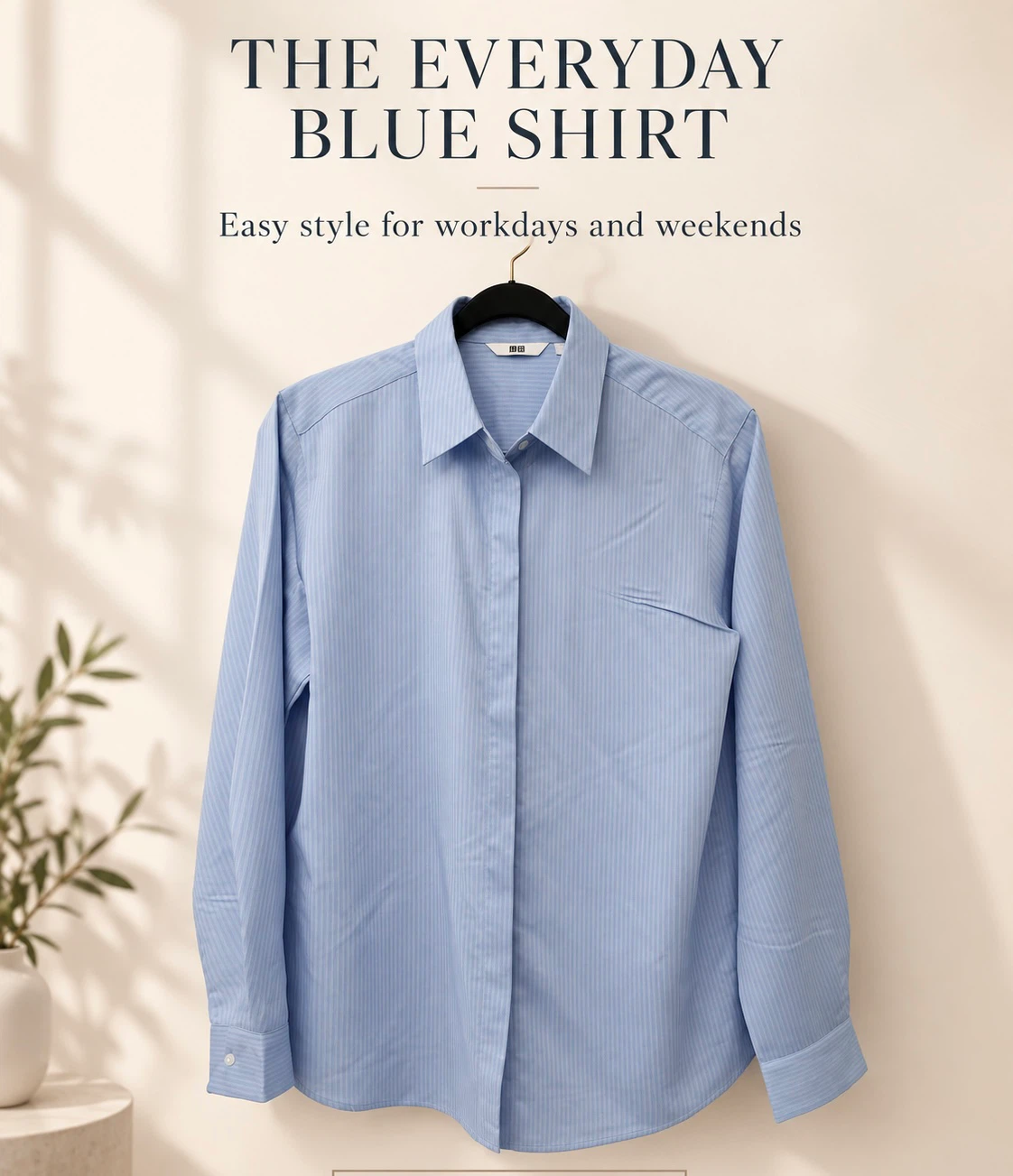 Brand New Uniqlo Light Blue Striped Long-Sleeve Shirt