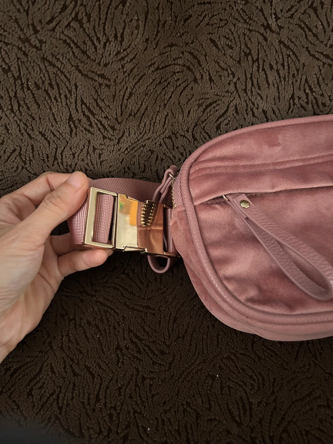 Brand New Indigo Velvet belt bag in dusty pink - photo 2