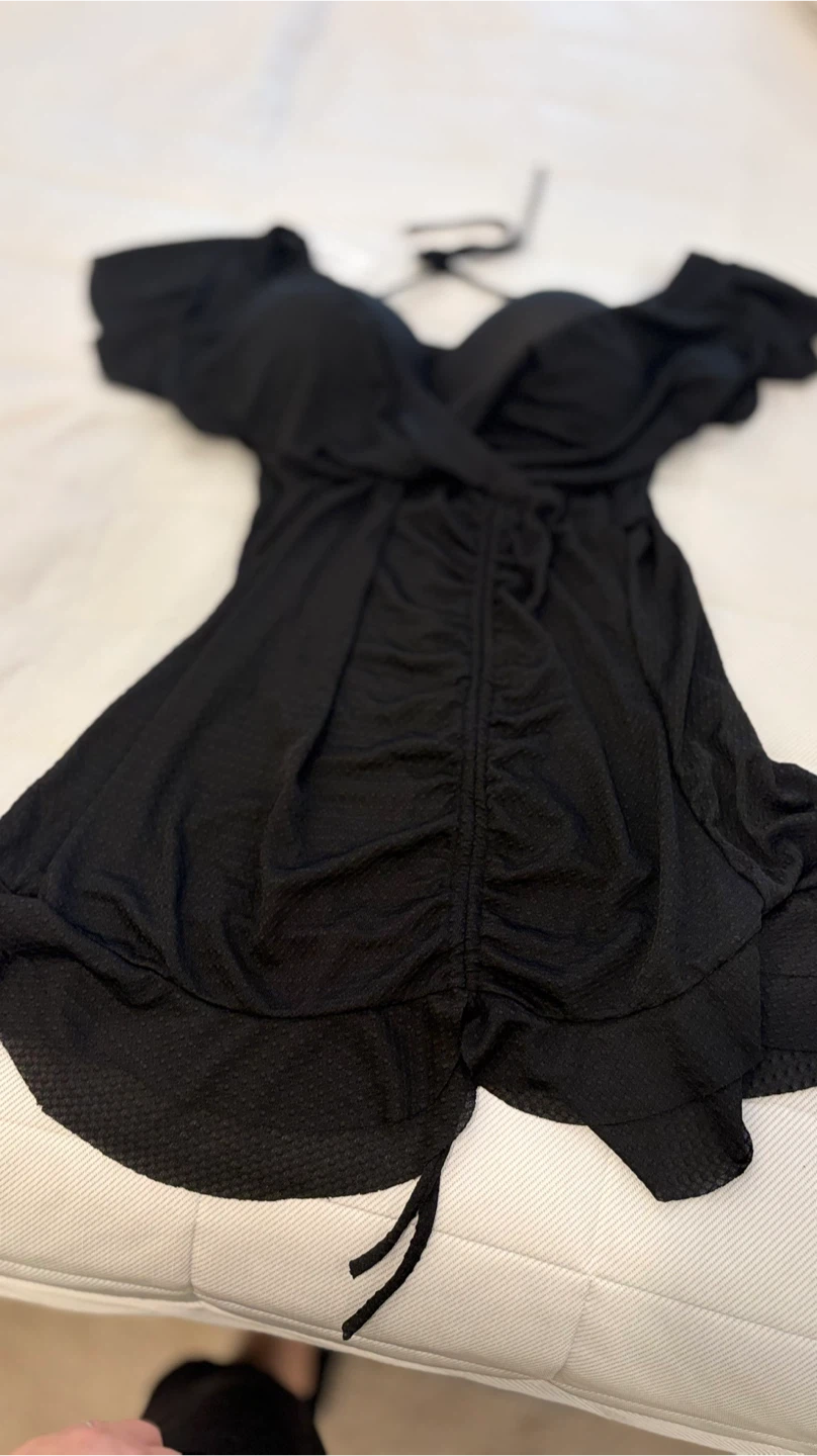 Dasheng Black Ruched Top& on spice,flare pants - photo 3