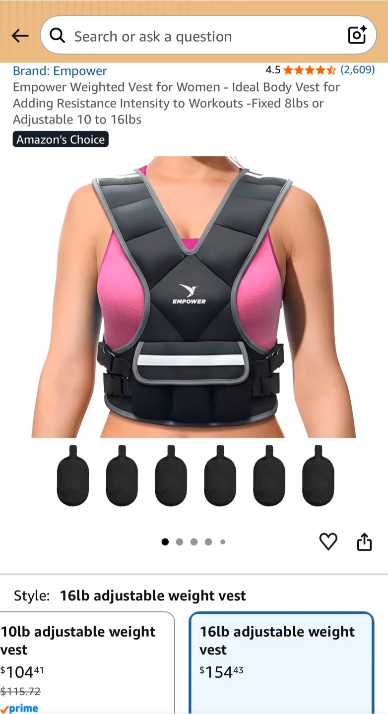 Empower Adjustable Weighted Vest for Women 16lbs