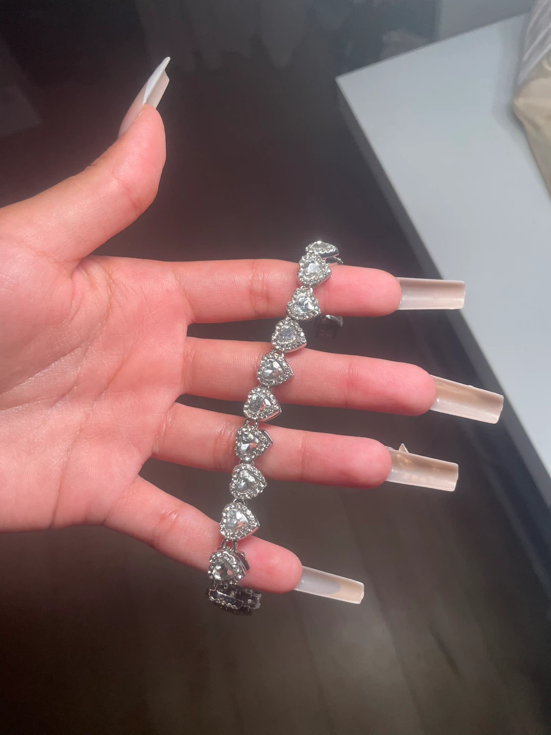 Silver-Tone Heart Rhinestone Bracelet - photo 2