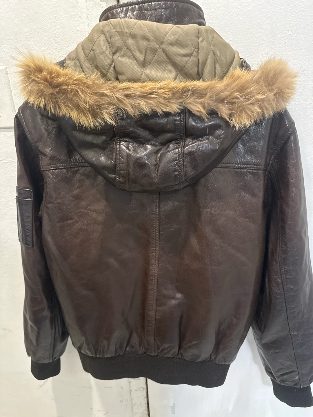 American Base New York Brown Leather Bomber Jacket - photo 3