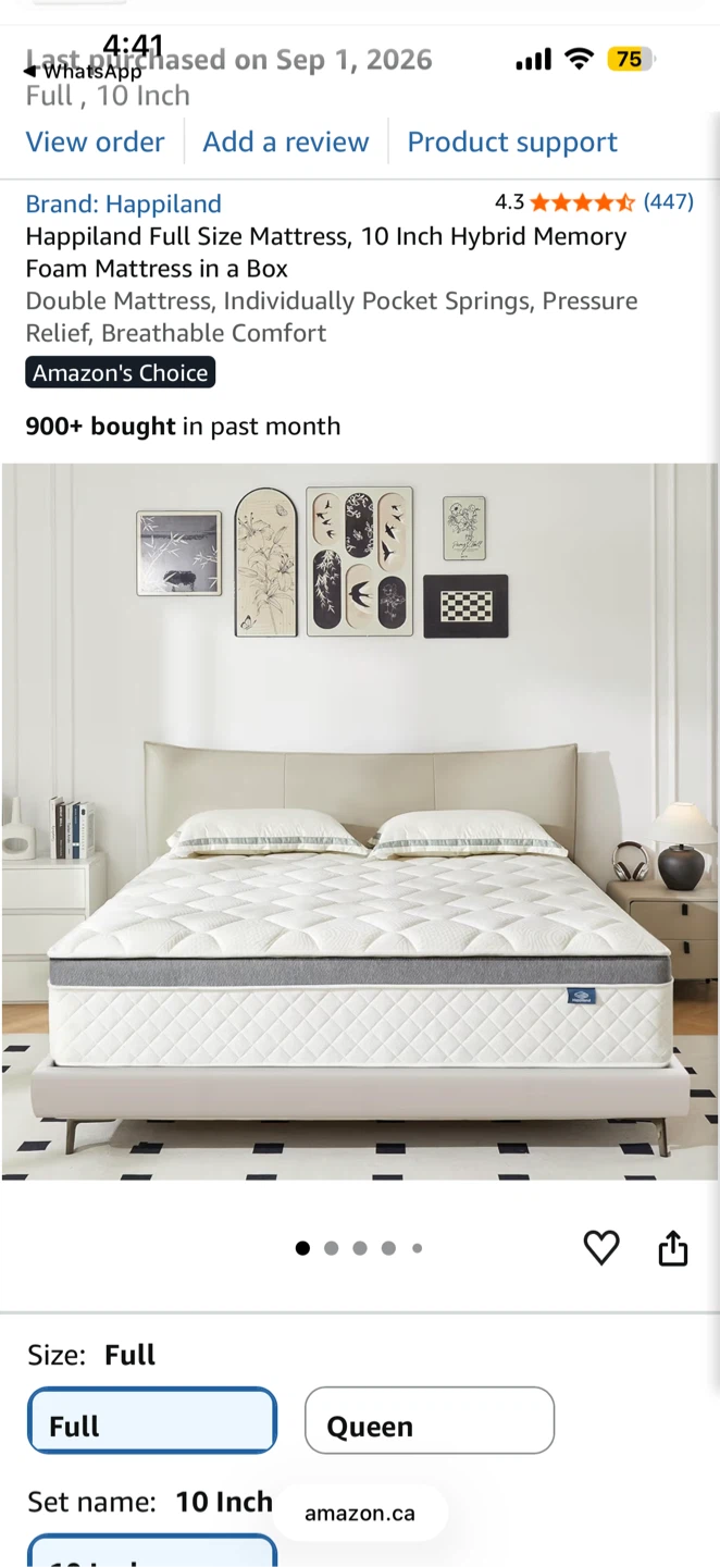 Happiland Full Size 10 Inch Hybrid Memory Foam Mattress