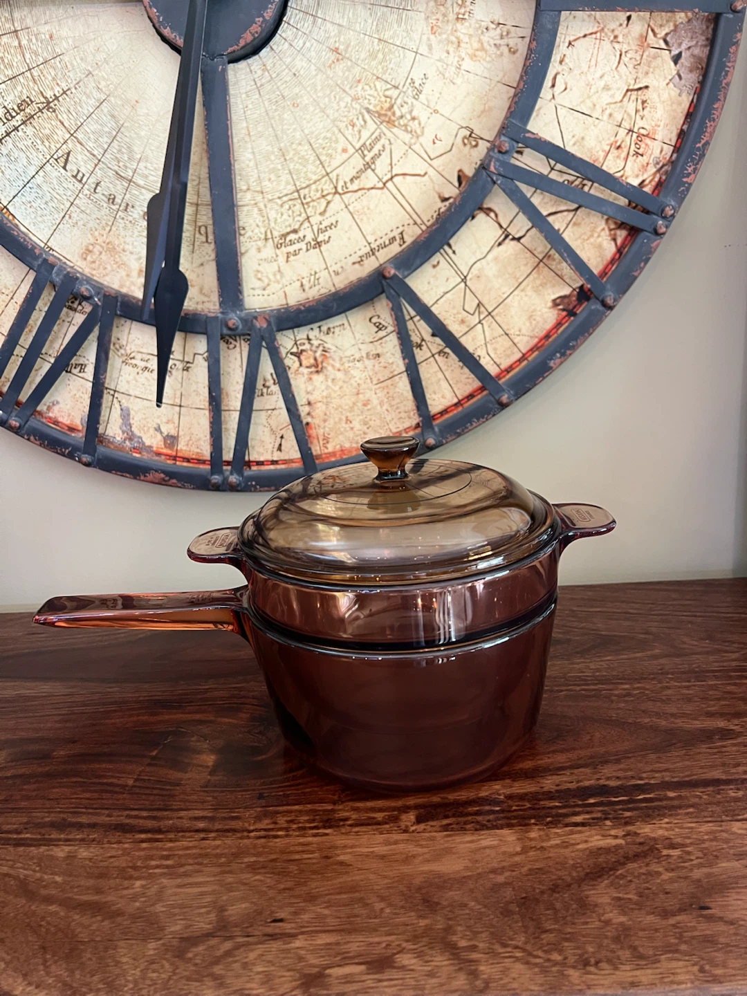Vintage Visions Amber Glass Double Boiler Set