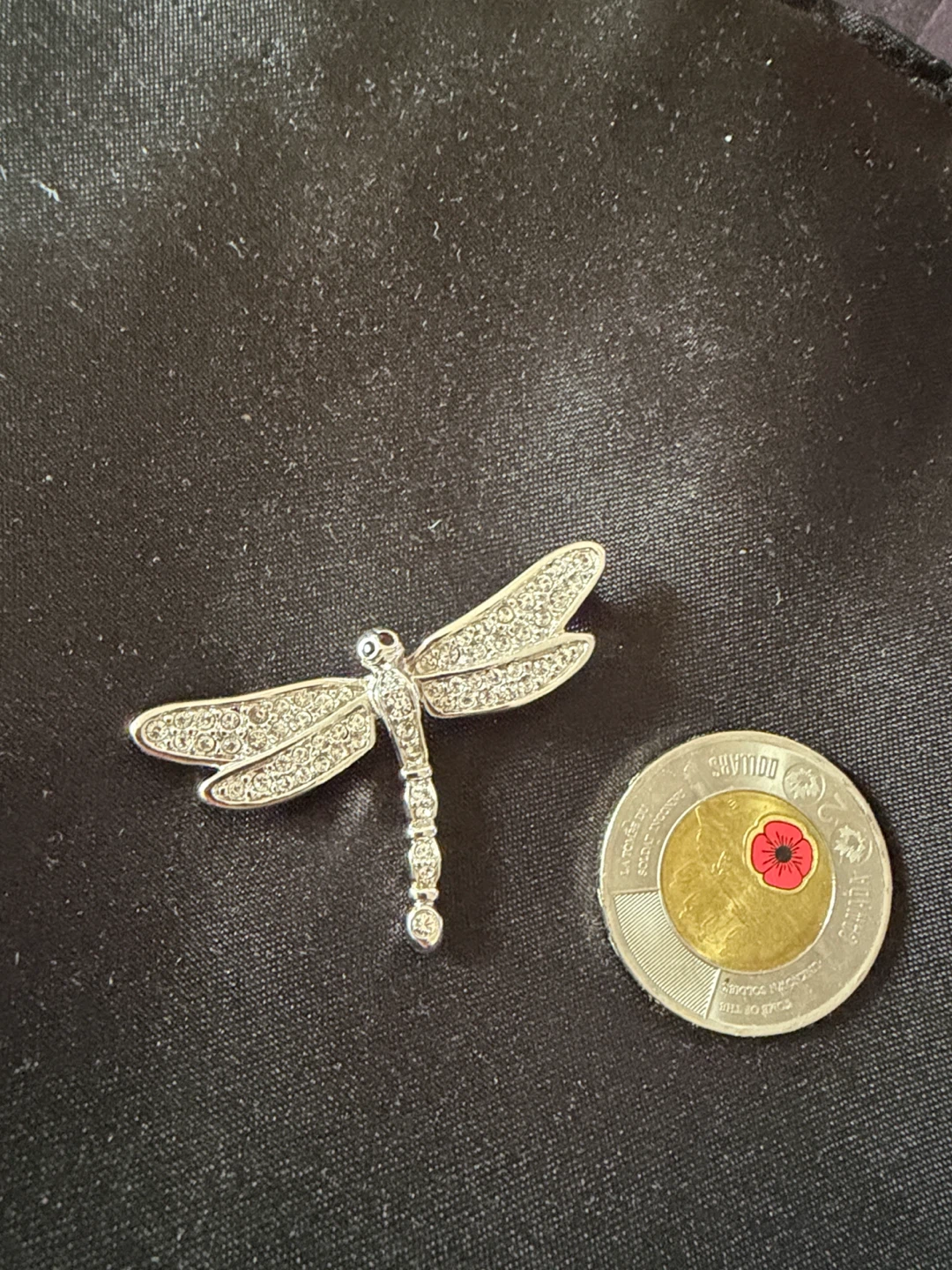 Beautiful Swarovski Signed Rhodium Plated Dragonfly Pin Brooch - photo 4