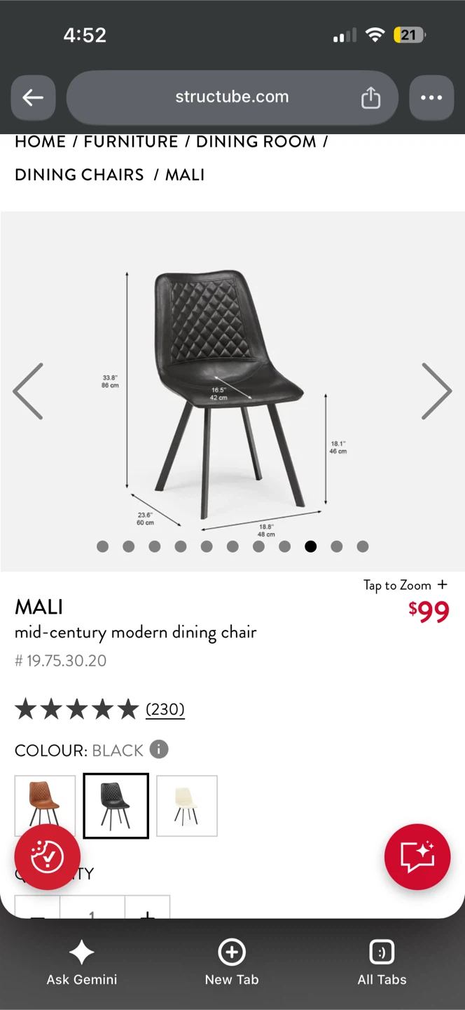 Two Structube Mali Dining Chairs - photo 2