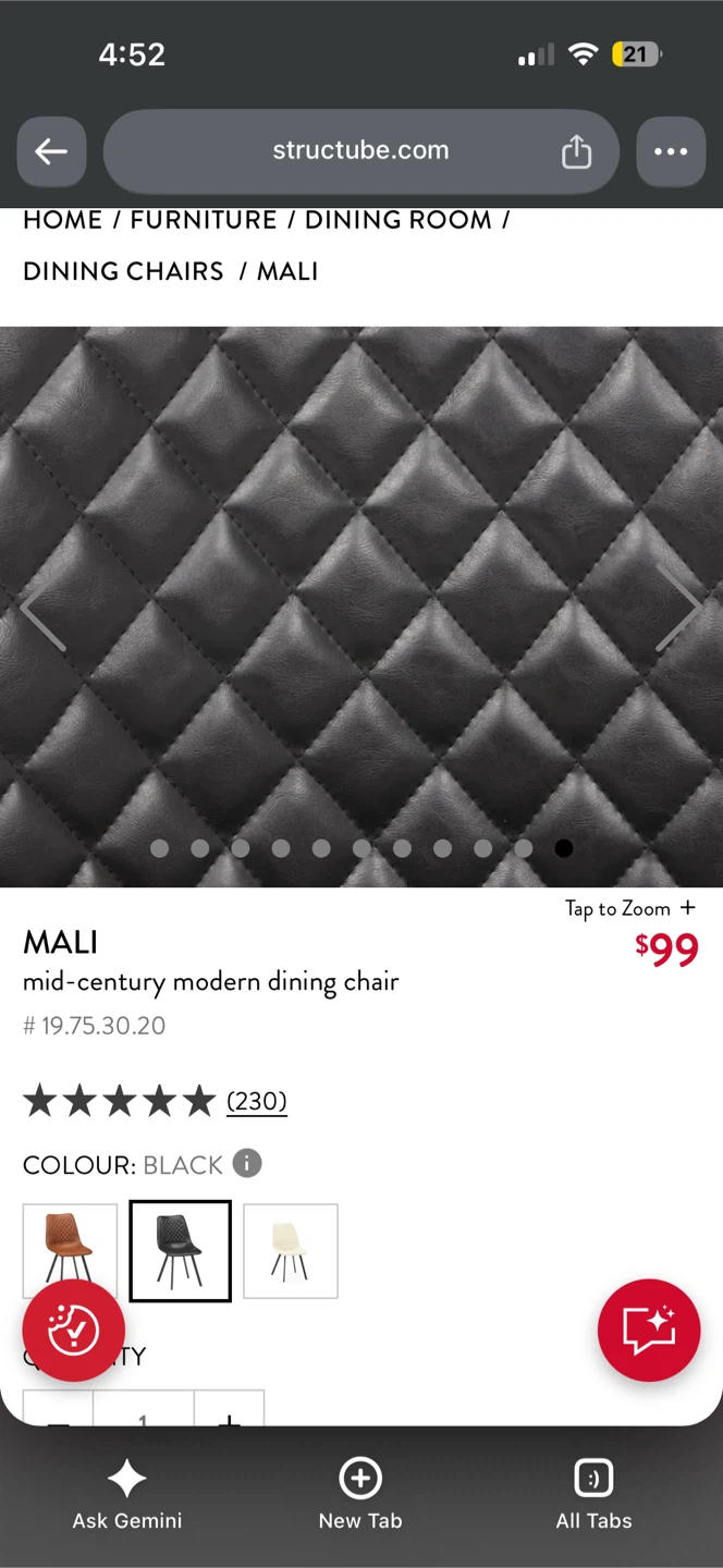 Two Structube Mali Dining Chairs - photo 3