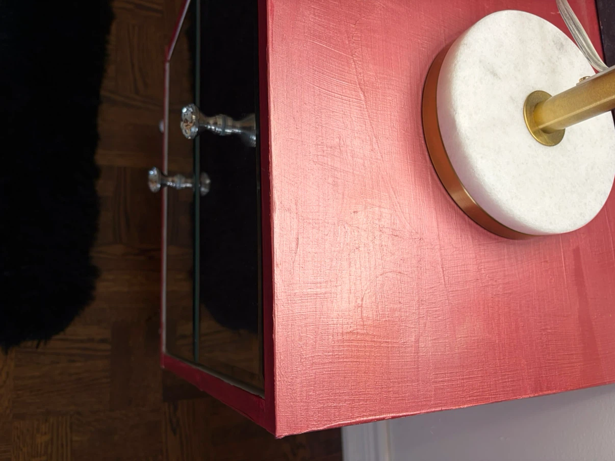Red Mirrored 2-Drawer Nightstand - photo 2