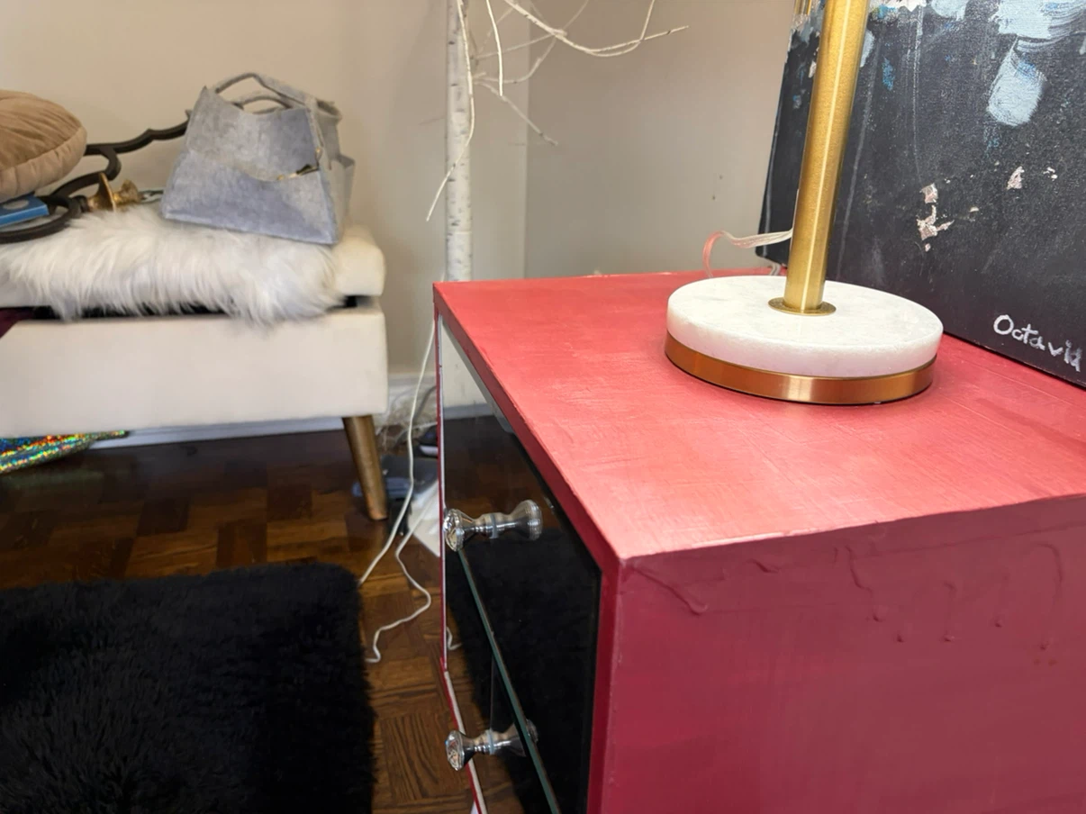 Red Mirrored 2-Drawer Nightstand - photo 3