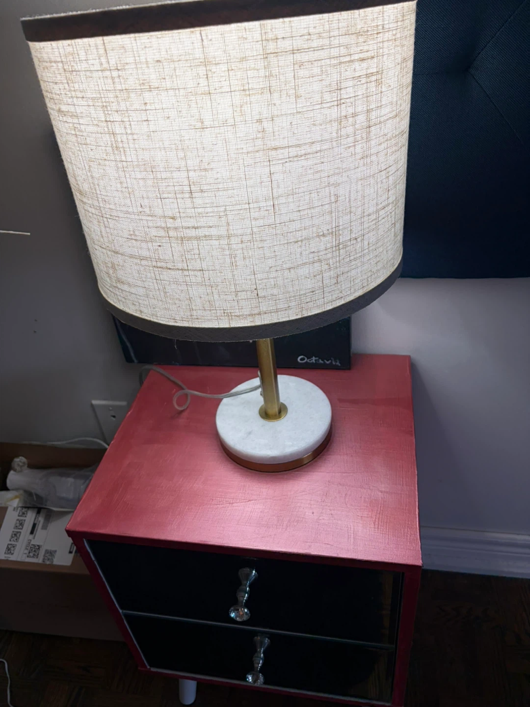 Red Mirrored 2-Drawer Nightstand - photo 4