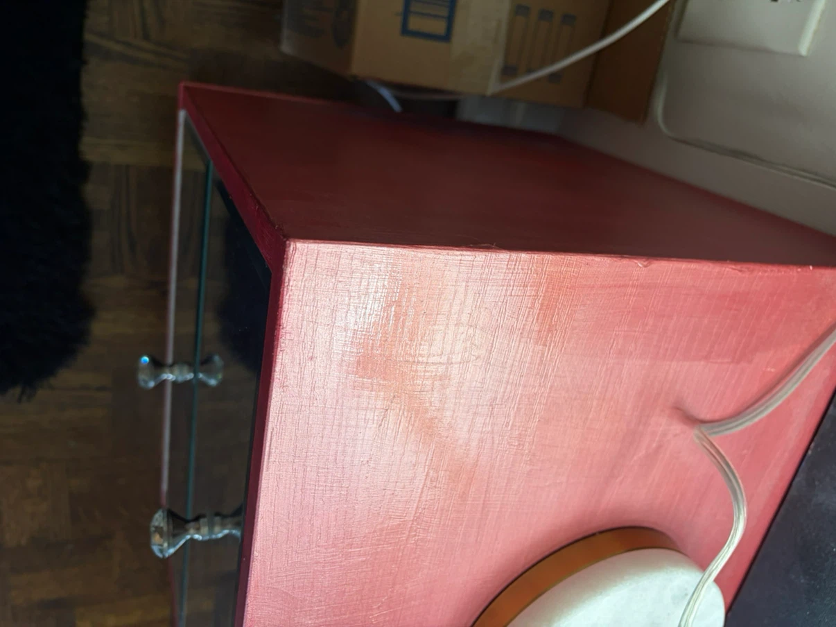 Red Mirrored 2-Drawer Nightstand - photo 5