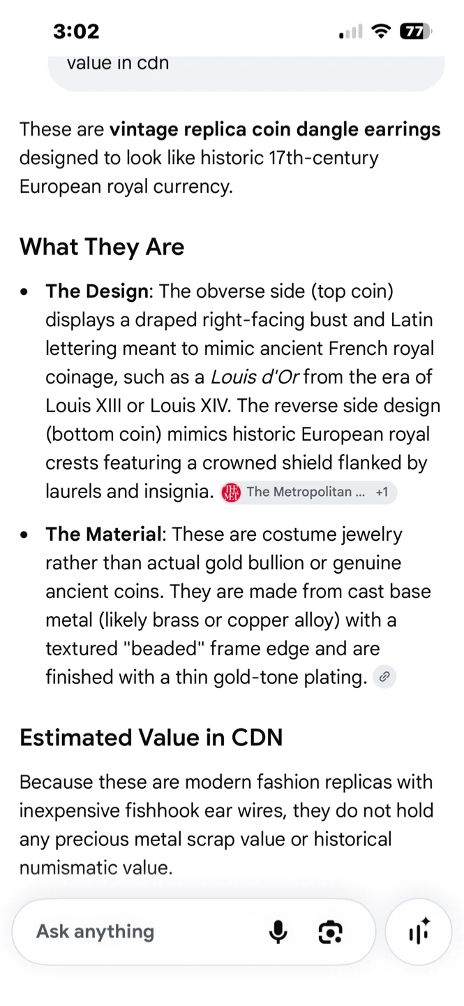 Vintage Coin Earrings, Replicas of 17th Century Royal Coins - photo 4