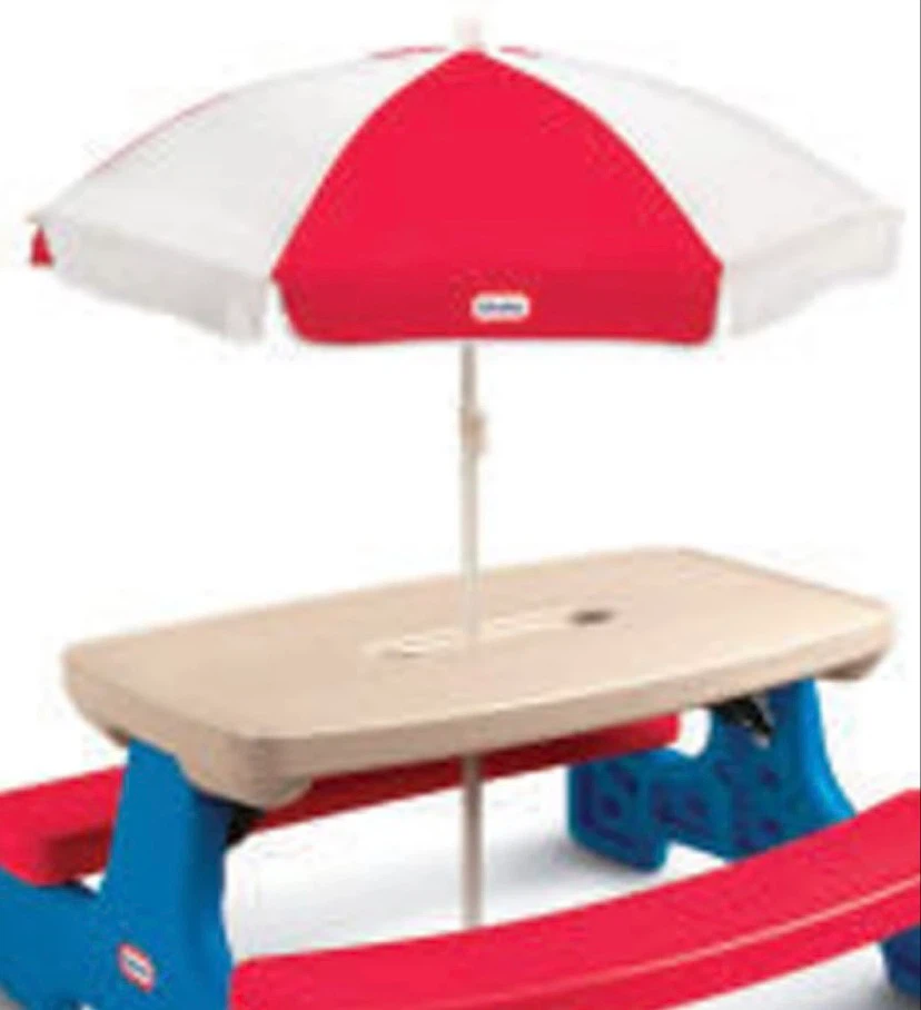 Original Little tikes market umbrella, red & white in colour.