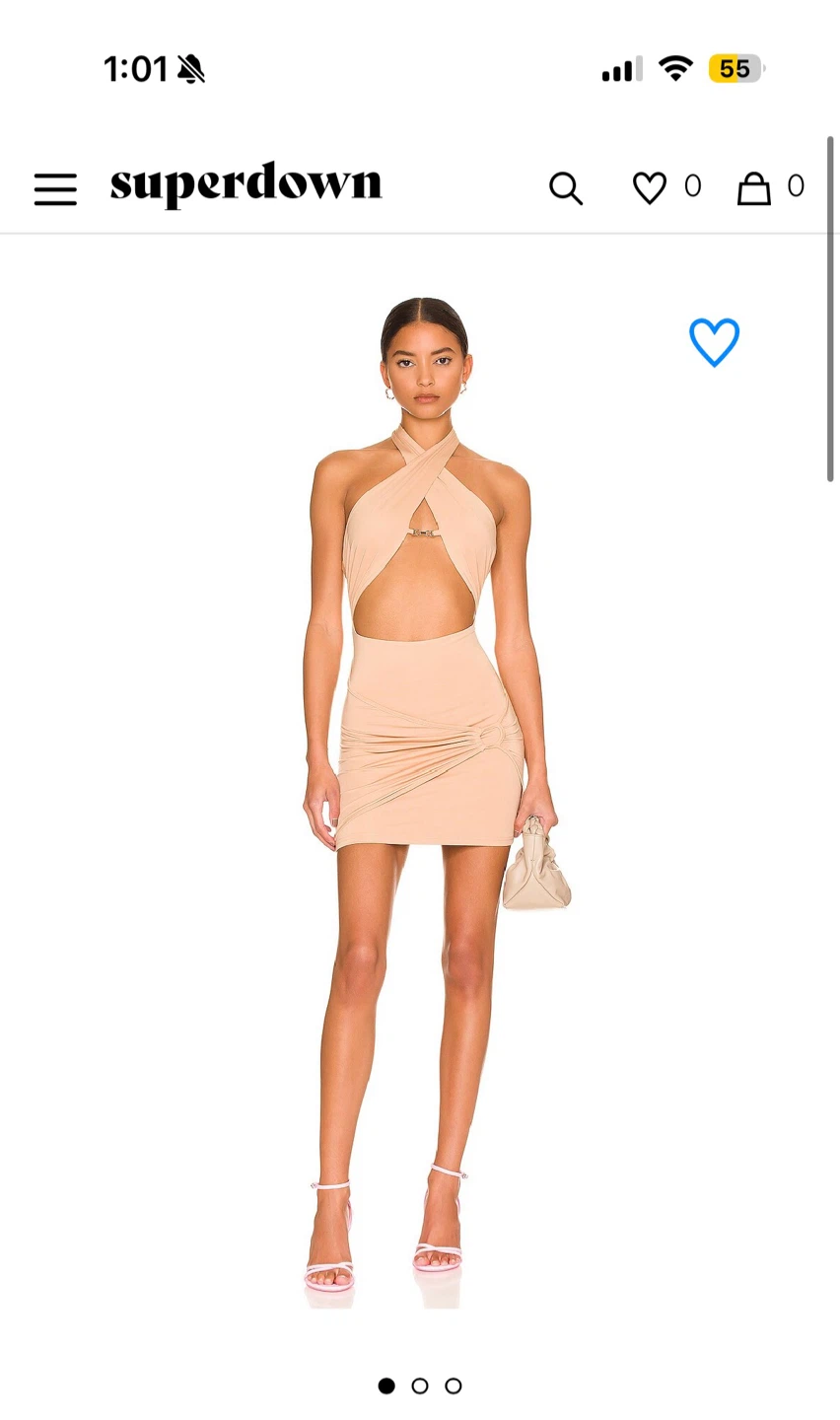 Superdown Tan Cutout Mini Dress XS
