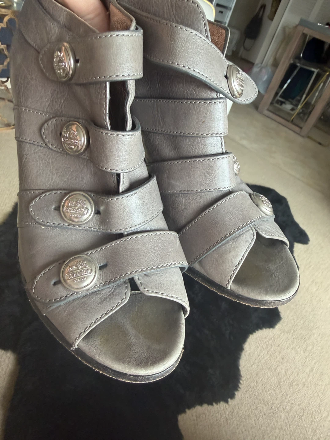 Coach Grey Peep Toe Heels Size 9.5 - photo 2