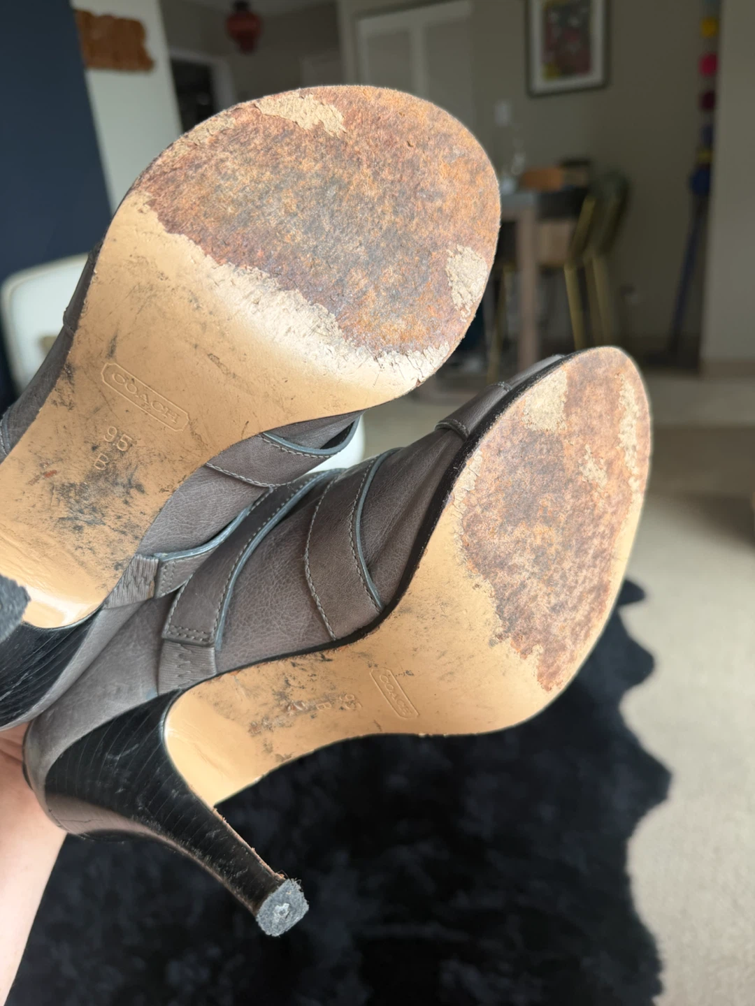 Coach Grey Peep Toe Heels Size 9.5 - photo 4