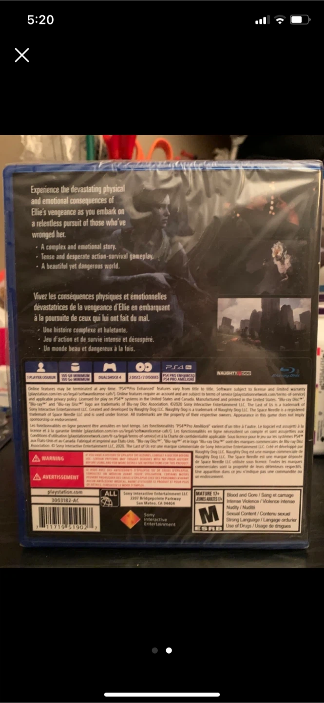 THE LAST OF US PART II for PS4,BRAND NEW,sealed,never opened - photo 2