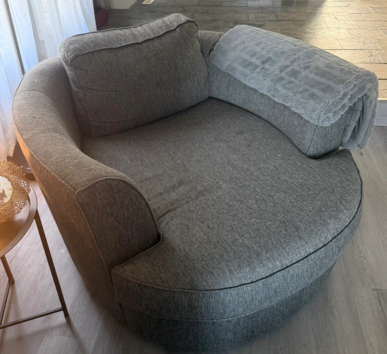 Grey Round Cuddle Chair